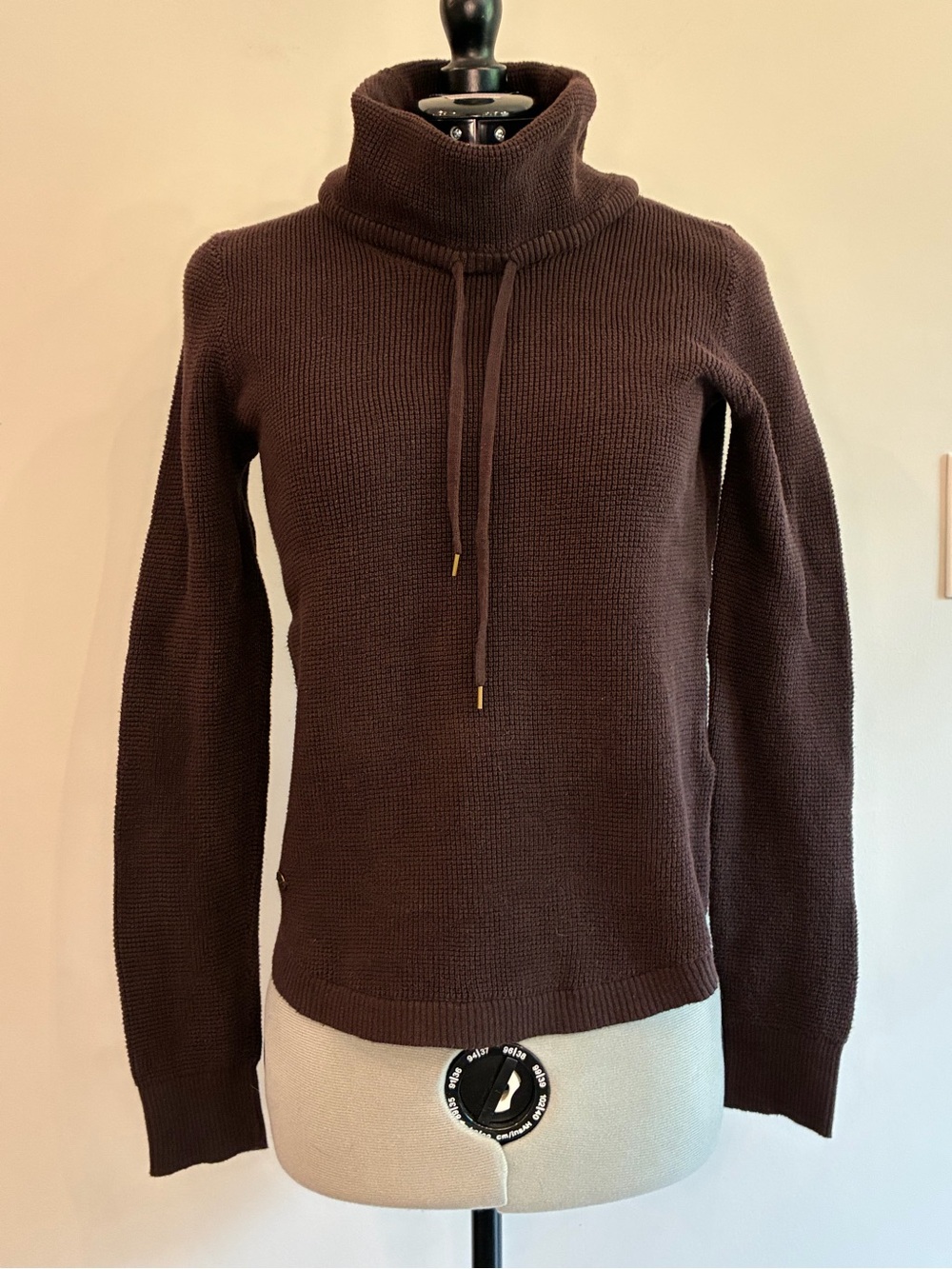 Lauren Ralph Lauren Chocolate Brown Cowl Neck Drawstring Sweater 0015